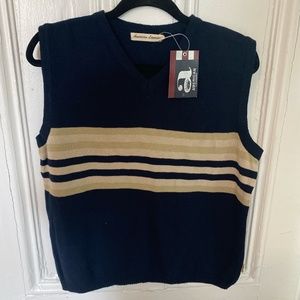 NWT NAVY AND CREAM STRIPED SWEATER VEST